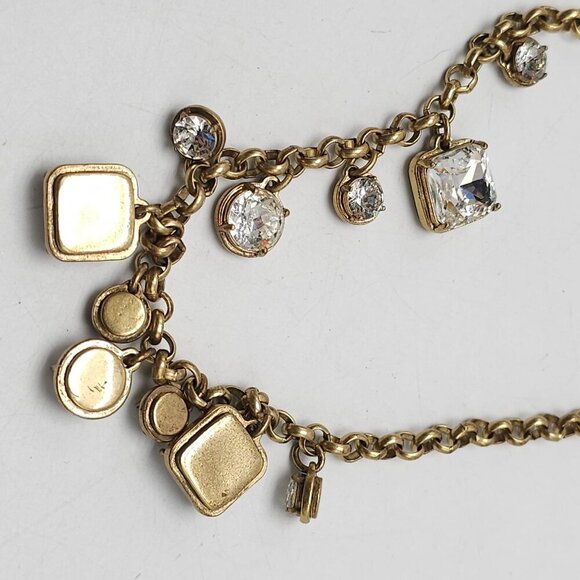 Ann Taylor Gold-Tone Chain Necklace With Clear Crystal Accents 20 Inches Long - Picture 4 of 5